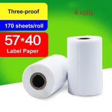 

4 Rolls Thermal Paper 57x 40mm Label Stickers Thermosensitive Adhesive for Barcode Printer