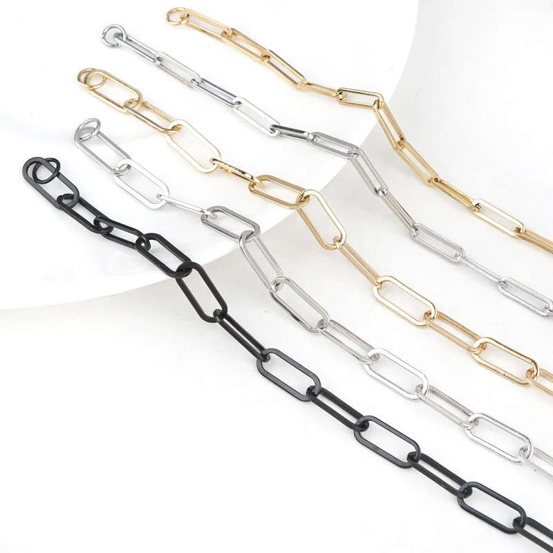 304 Stainless Steel Link Cable Chain Bracelets 7mm 6mm 4mm Black Gold