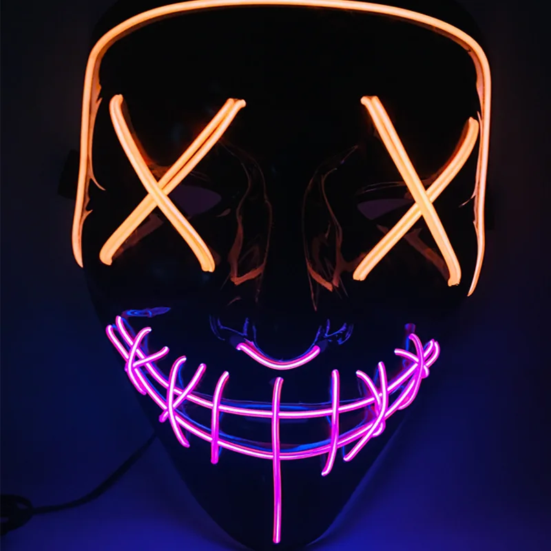 

Halloween Double Color Luminous Mask Horror LED Mask Grimace Fluorescent Atmosphere Props