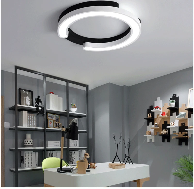 Структура светодиодный потолочный светильник светодиодный светильник для спальни офиса 110 В 220 В поверхностный монтаж белый+ черный круглый квадратный современный потолочный светильник