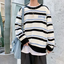 Winter Striped Sweater Men Warm Fashion Contrast Color Casual Knit Sweaters Man Sweter Loose Long-sleeved Pullover Men Clothes Winter Striped Sweater Men Warm Fashion Contrast Color Casual Knit Sweaters Man Sweter Loose Long-sleeved Pullover Men Clothes