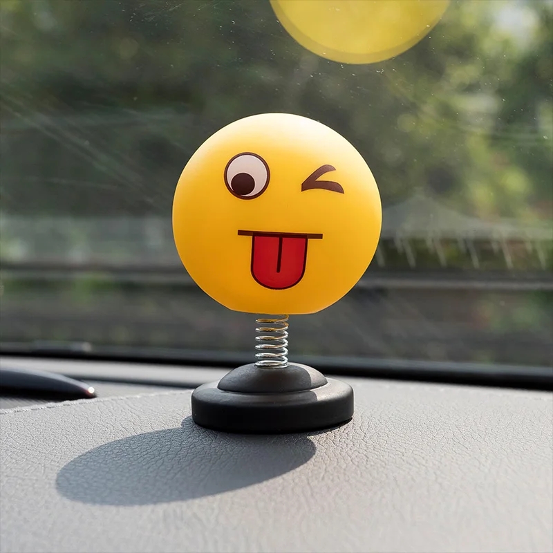 Creative car pendulum shake head expression bag funny car interior accessories for men and women personality shake head doll - Название цвета: Черный