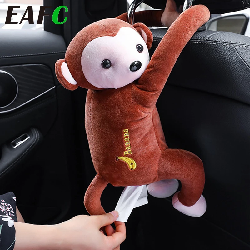 Creative Cartoon Tissue Monkey Car Hanging Paper Napkin Holder Cover Box P0R9 