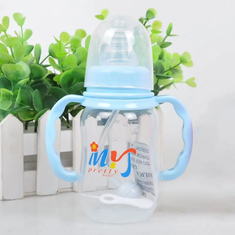 

150 ML Baby Bottle Diaper Kids Straw Cup Drinking Bottle Sippy Cups With Handles Design PP Plastic Feeding Bottles sx1