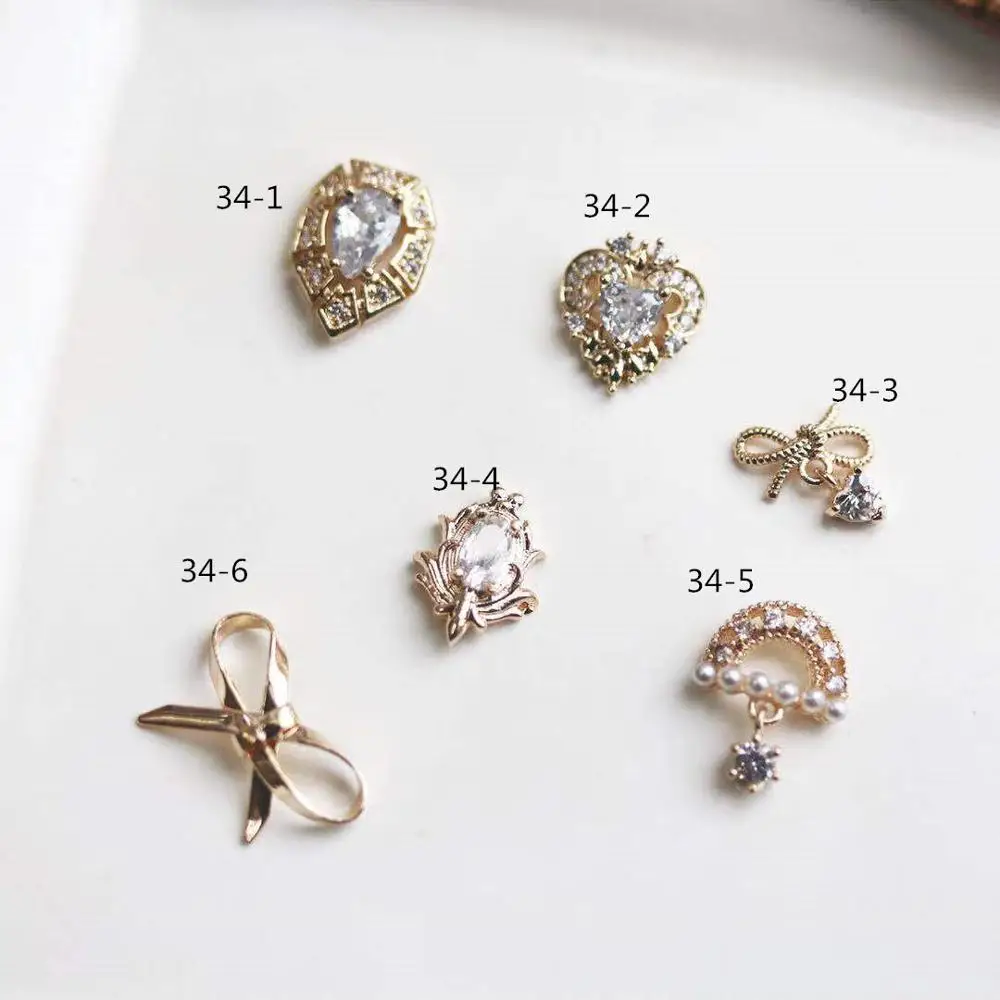 10 шт./лот 3D роскошный лук любовь Сердце сплав дизайн ногтей Кристаллы украшения