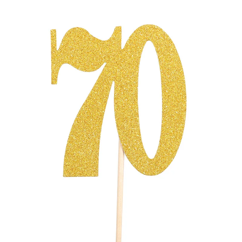 70 birthday 6 шт Золотая блестящая бумага торт для капкейка-10 20 30 40 50 60 70, 80, 90, 100 лет День рождения украшения 30th 50th для взрослых - Цвет: 70 birthday