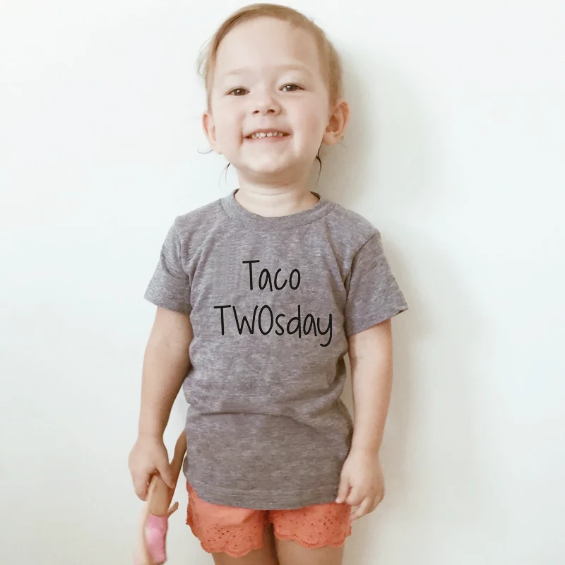 Детская футболка Летняя с надписью Taco Twosday свободная короткими рукавами для