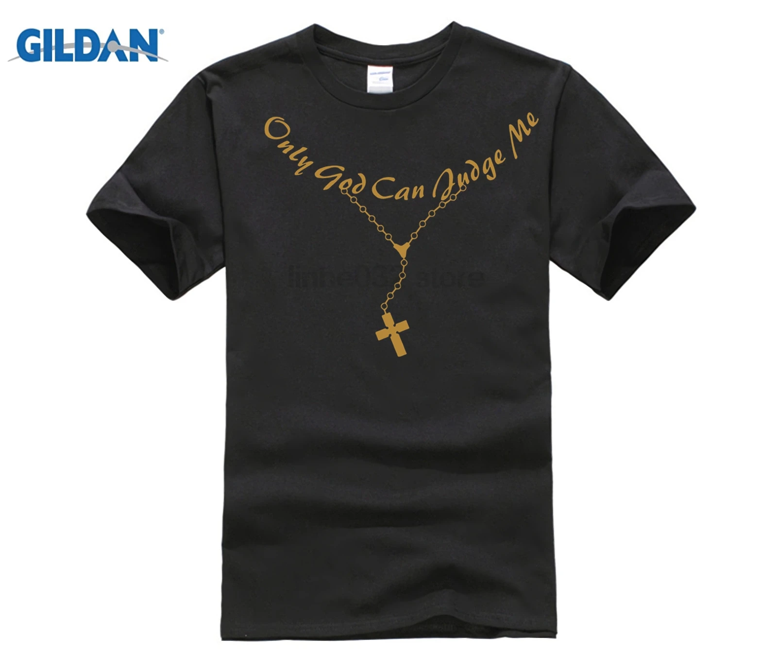 

harajuku Top Only God Can Judge Me Christian Cross Rosary Tupac Tattoo Script Tupac 2 Pac Camiseta Casual Unisex T-Shirt