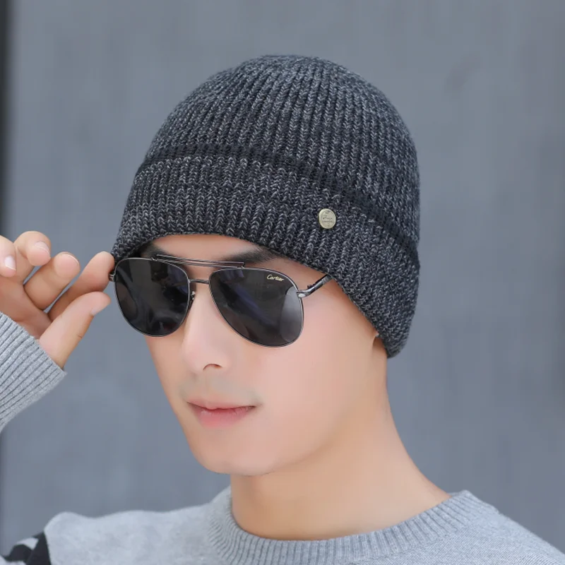 SUOGRY, высокое качество, кашемир, шерсть, мужская шапка, Зимняя вязанная шапка, Skullies, теплая зимняя мужская шапка, плюс бархат, хлопок, шапка