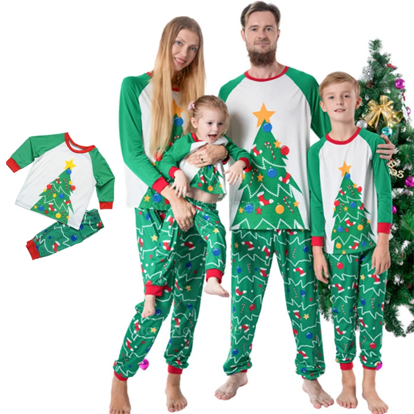 Семейная одежда новости рождественские пижамы "деревья" плюс Размеры для маленьких девочек одежда для сна для мальчиков мама Семейные комплекты для взрослых и детей Рождество