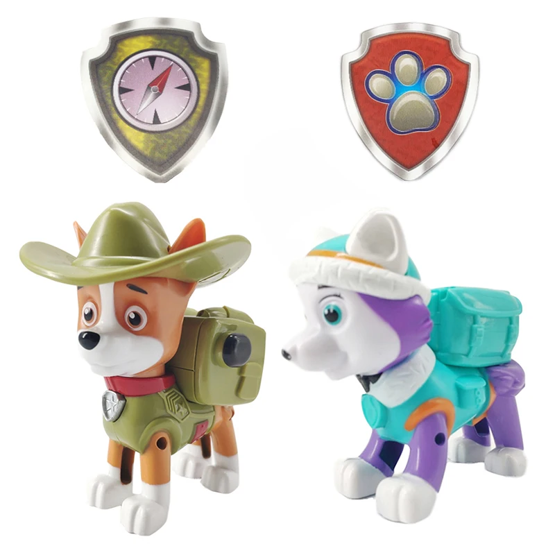 Figuras de acción de la Patrulla Canina, modelos en PVC de Everest, perro rastreador, cachorros en monopatín, Snow, extraíbles