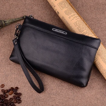 

Men Wallet Leather Long Luxury Clutch Bag High Capacity Wristlet Purse Wallet with Wrist Strap