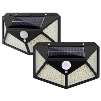

2PCS Solar Lights 100 LED Motion Sensor Light 3 Mode Night Light Solar Powered for Step Stair Garden Fence Driveway