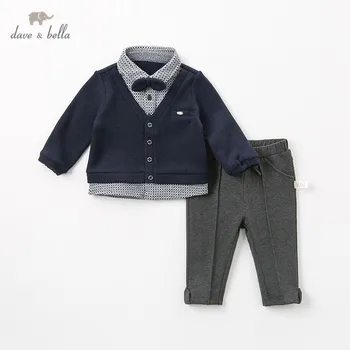 

DB12071 dave bella autumn baby boys fashion clothing sets long sleeve pants suits children solid clothes