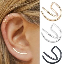 Корейский стиль простой крест двойной зажим серьги для женщин Мода Тренд девушки Праздник ювелирные изделия золото, серебро, черный 3 цвета на выбор