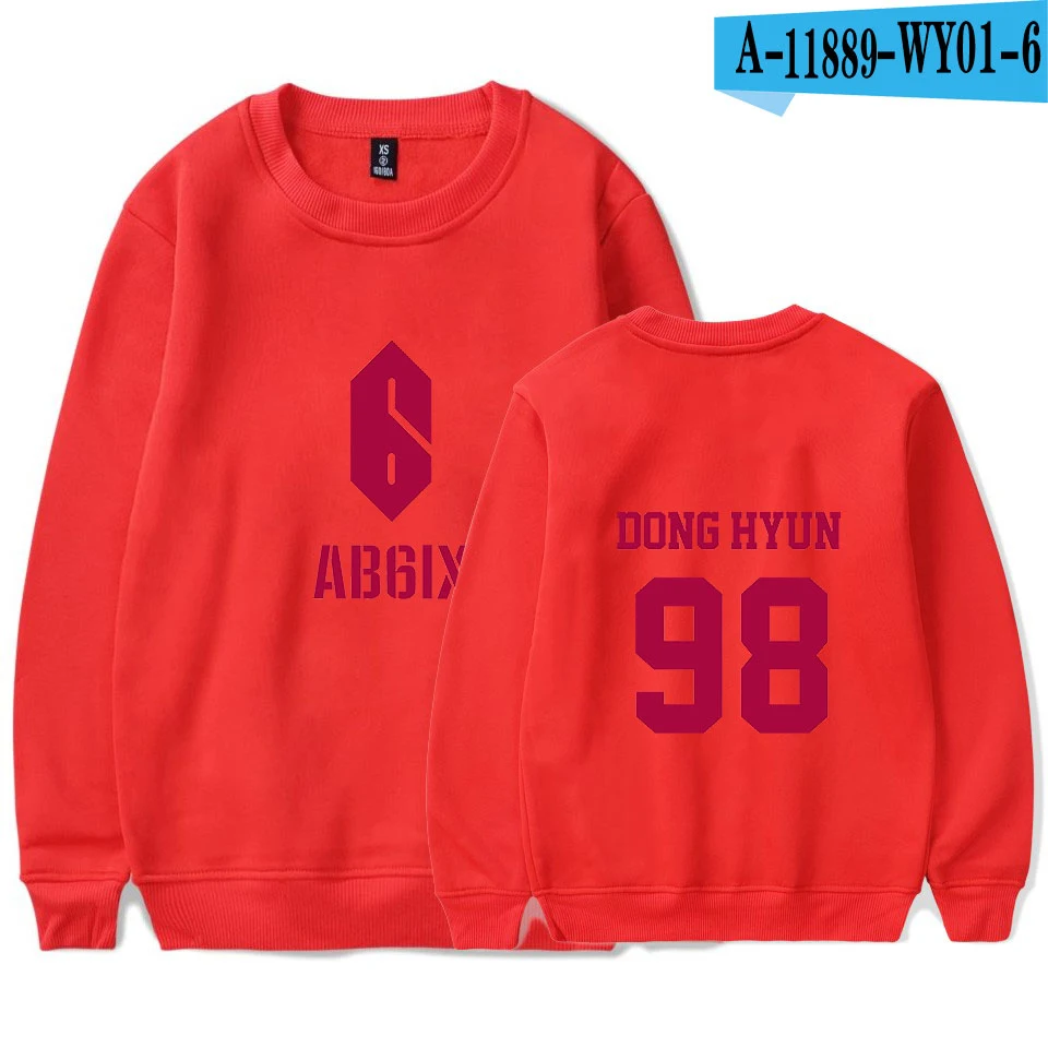 Kpop AB6IX толстовка с круглым вырезом Женская Новая модная белая толстовка женская K pop толстовка с круглым вырезом Harajuku - Цвет: red