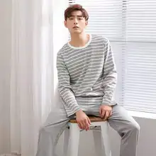 2021 Men Pajama Sets Cotton Male Long Sleeve Striped Pajama Set For Man Autumn Sleepwear Suit Pajama Casual Homewear Nightwear