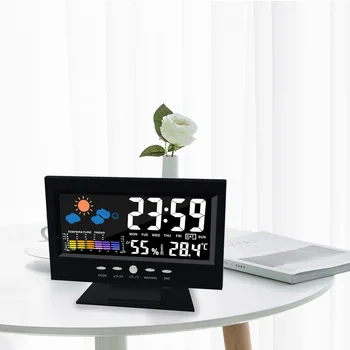 

Color Screen Weather Clock Perpetual Calendar Temperature Tester Humidity Measuring Device Voice Control Backlight Alarm Clock