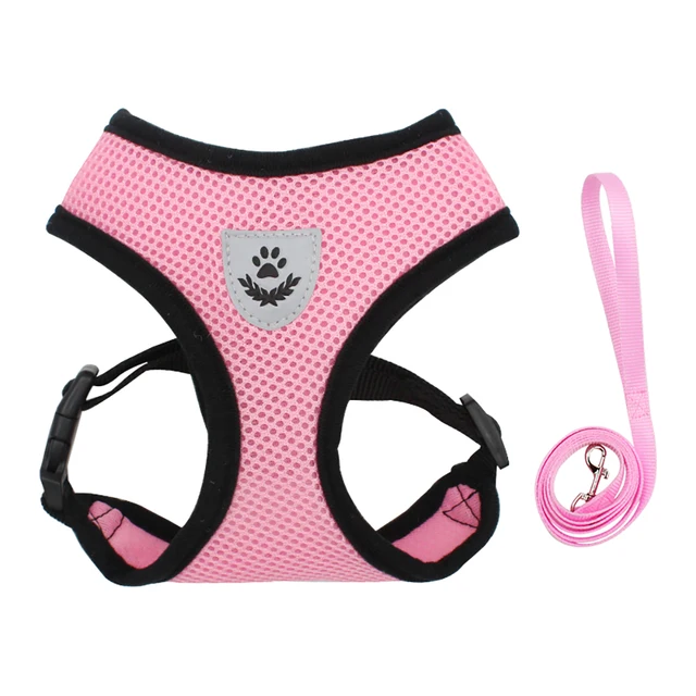 Breathable Small Dog Pet Harness and Leash Set Puppy Cat Collar Harness for Pug Bulldog Cat Arnes Perro Dog Vest Dog Leads Pink