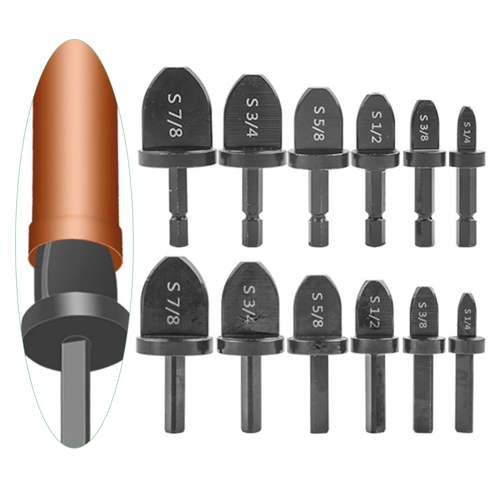 6Pcs Pipe Expander Swaging Tool Drill Bit Set Underreamer 1/4'' Bits