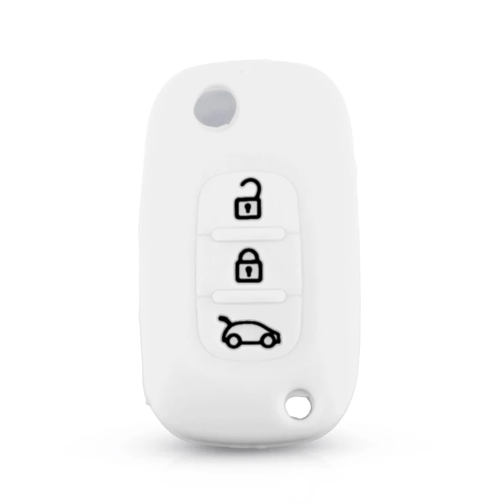 Белый KEYYOU 30psc силиконовый для ключа автомобиля чехол для Lada Granta Sport Renault Twingo Clio Master Kango Fit Benz умный корпус выкидного ключа 3BT - Название цвета: Белый