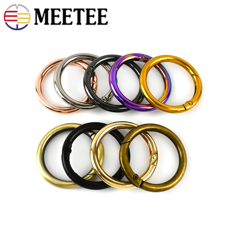 20pcs Meetee 10-50mm Metal Spring O Ring Round Openable Round Snap Hook for Bag Strap Keychain Pendant DIY Sewing Accessories
