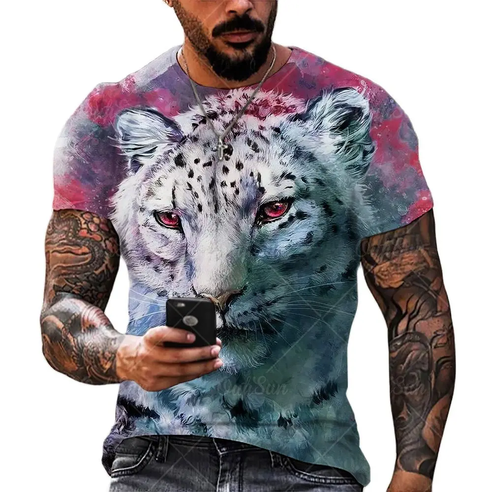 Fashion Trend 3D printing Tiger Men  T-Shirt Casual O-Neck Summer Selling Short Sleeve Oversized T-Shirt Comfortable StreetTops