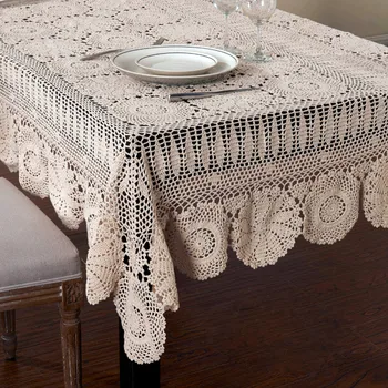 

Handmade Crocheted Table Cloth Cotton Size Many Tablecloths Tablecloth Crochet Lace Beige Available