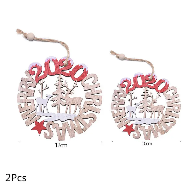 2Pcs-352-B01 Multi Style Christmas Wooden Pendant Creative Wood Craft Ornaments DIY Chriatmas Tree Hanging Decoration Xmas Gift Supplies - Цвет: 2Pcs-352-B01