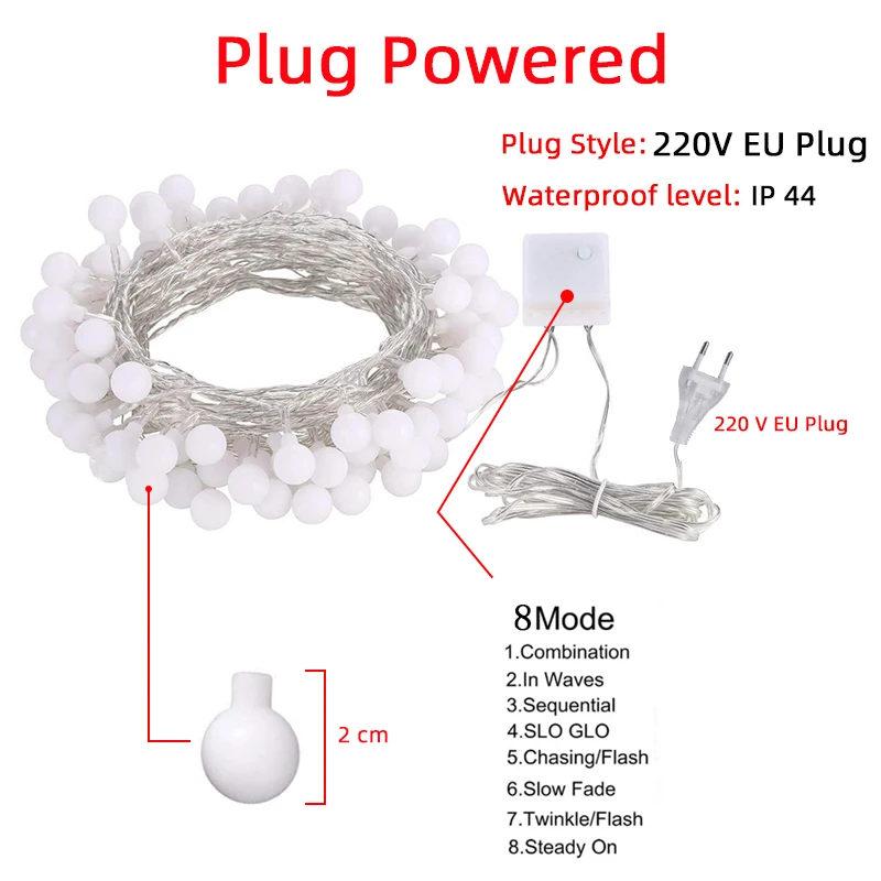10 м 100LED/5 м 50LED шар Рождественская гирлянда световая гирлянда Сказочный свет на батарейках водонепроницаемый открытый для отдыха спальни вечерние новогодние Свадебные украшения