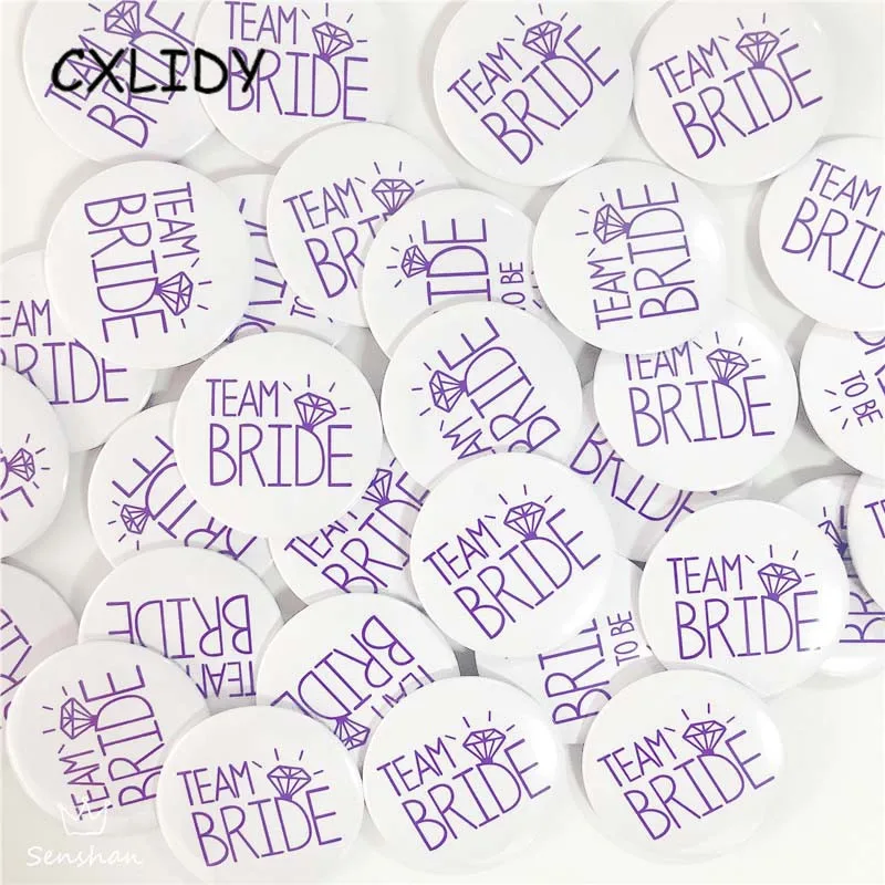 Purple word white Bottom Hen Party Supplies Purple Team Bride Badge Bride Badge Hen Party Decoration Wedding Badge (1)