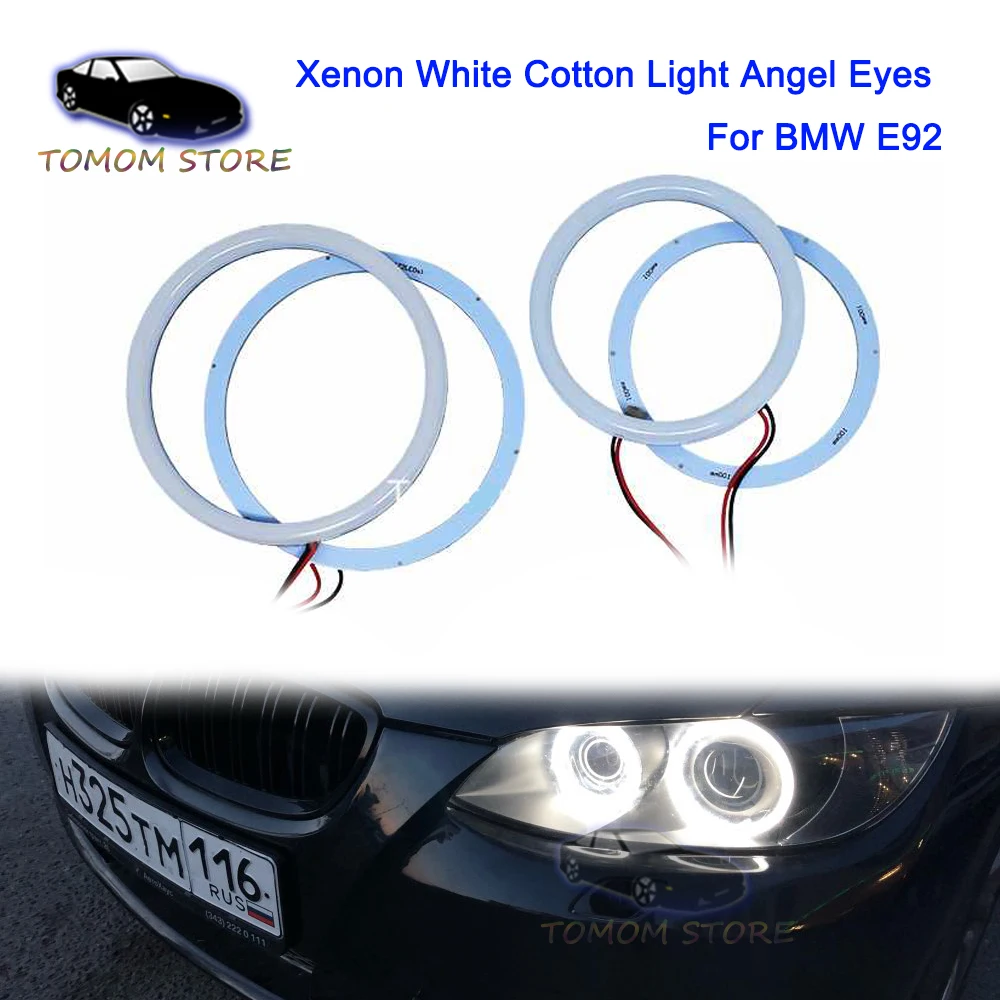 

1 set White Halo Cotton Light car smd LED Angel eyes for BMW E92 2x100mm+2x120mm error free car lamps styling