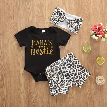 

Summer New Style suit Newborn Baby Boys Girls Short Sleeve Letter Romper Shorts Headband Outfits Children's Sets Outfit Sets