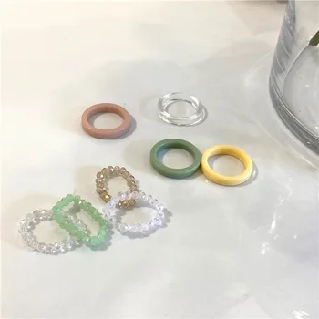 PROMO ESPECIAL ❤️ Anillo de cuentas de cristal de varios colores para mujer y niña, joyería para mujer y niña, Coreano hecho a mano elástica, anillos de fiesta apilados - discount item 42% OFF Joyas y complementos