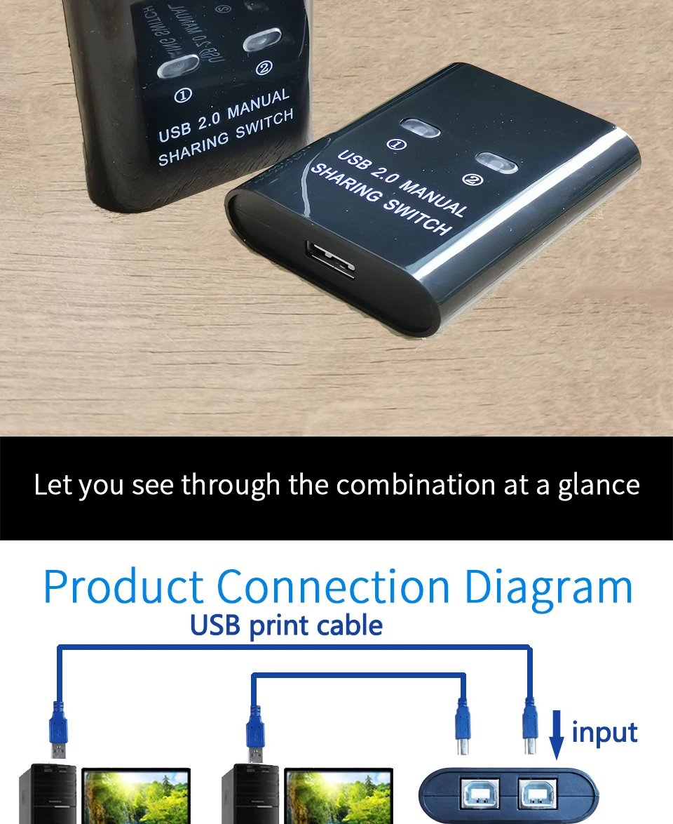 USB 2,0 общий переключатель usb-хаб 2 шт общий доступ 1 USB устройство 2 компьютерная клавиатура мышь U диск