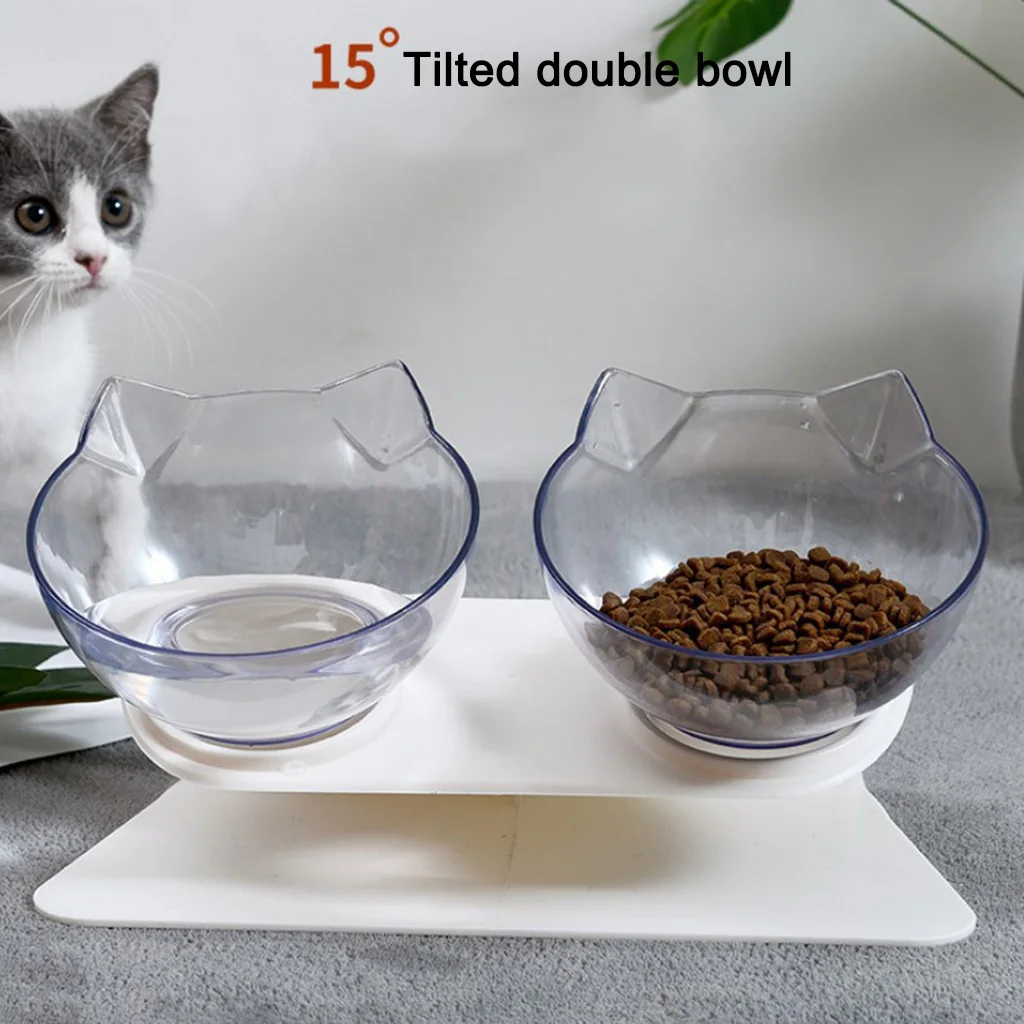 Round Kitten Cat Double Bowl Cat Bowl Dog Bowl Transparent Non-slip Food Bowl With Protection Cervical Transparent Cat Round Kitten Cat Double Bowl Cat Bowl Dog Bowl Transparent Non-slip Food Bowl With Protection Cervical Transparent Cat
