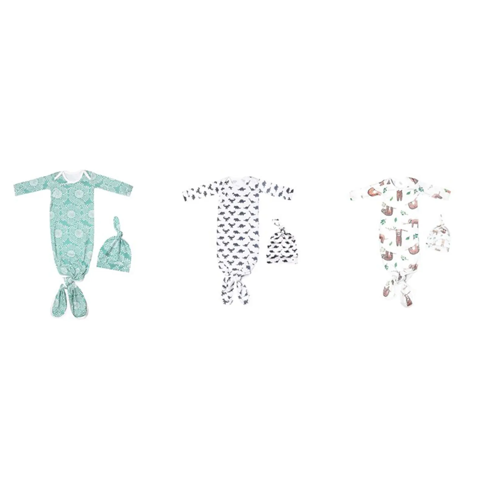 Citgeett 0-6M Newborn Baby Girl Boy Sleeping Bags Animals/Striped/Plaid/Dinosaur Long Sleeve Sleepwear+Hat Spring Summer Full