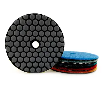 

HT 6Pcs free shipping /Set 3"/4" Dry polishing pad Sharp type Flexible diamond polishing pad Granite Marble Stone Sanding Disc
