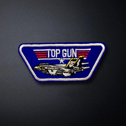 badge Iron on or Sew On Top Gun Black embroidered patch