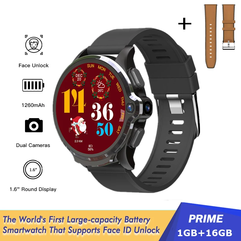 

KOSPET Prime SE Smart Watch Men 1GB 16GB 1260mAh Battery Dual Camera Face ID Unclok 4G Android Smartwatch GPS WiFI Sim Card
