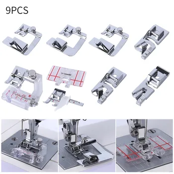 

6PC Rolled Hem Presser Feet With 1Pc Adjustable Guide Border Foot And Bias Binder Foot For Low Shank Sewing Machines Accessories
