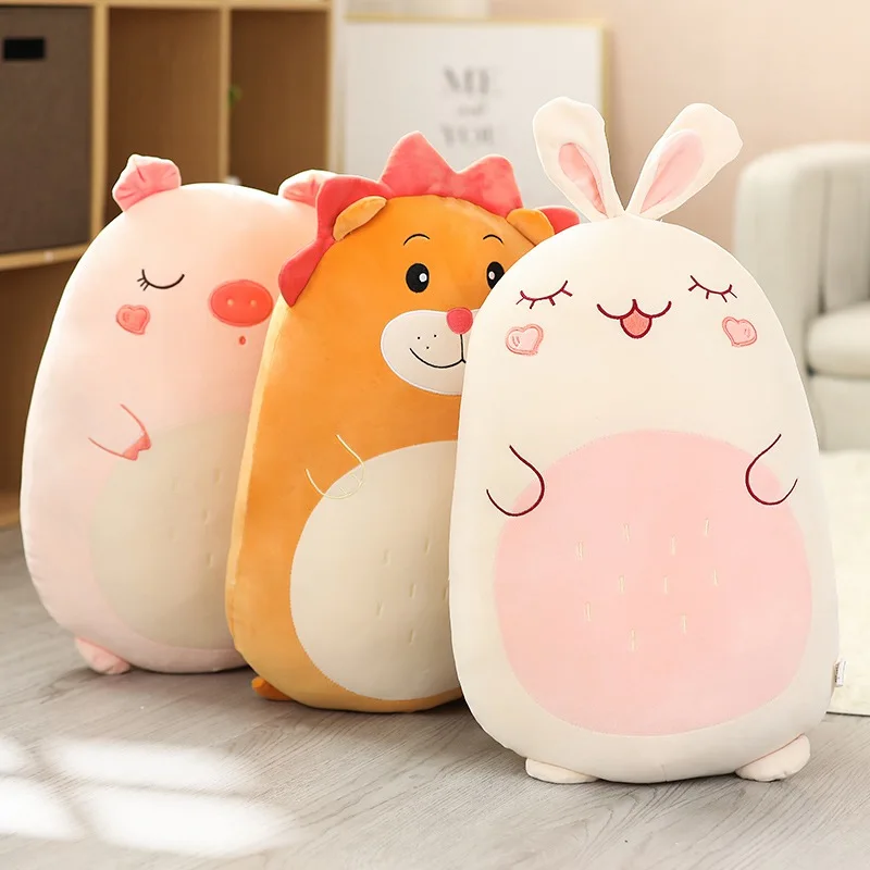 Oreiller Peluche Sac à Snacks - Avec 8 Petits Animaux Amovibles (cerise, Cochon, Dinosaure) - Cadeau Créatif Pour Enfants - 45x35 Cm