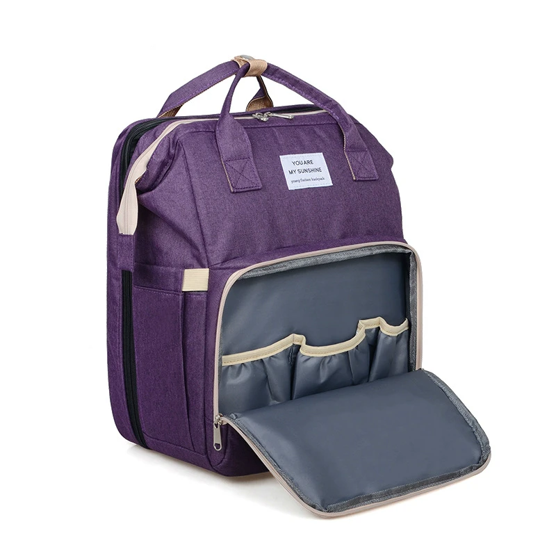 

Mummy Bag Simple Solid Color Nylon Design Folding Crib Multifunctional Convenient Maternal and Child Backpack