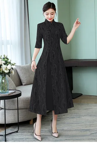 Cheongsam современное вьетнамское аозай китайское женское платье - Цвет: A