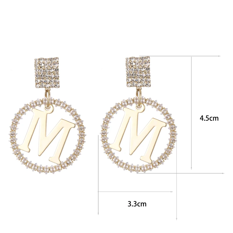 Luxury Vintage M Letter Leopard Drop Earrings for Women 2021 Round Circle Letter Dangle Earring Fashion Jewelry Gift New Arrival images - 6