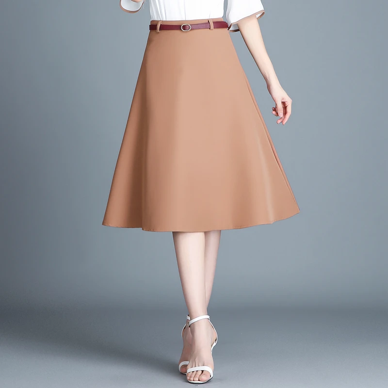 Cena HAYBLST marki spódnica kobiet 2019 jesień zima elegancki koreański na co dzień Plus rozmiar 2XL moda stałe wysoka talia długa w stylu Vintage odzież