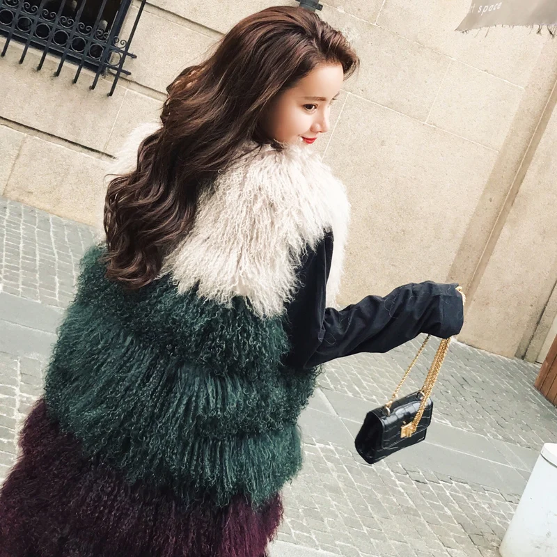 Discount rf2050 Whole Leather Mongolian Sheep Fur Vest for Woman 90cm/120cm Long Winter Natural Fur Waistcoat 1