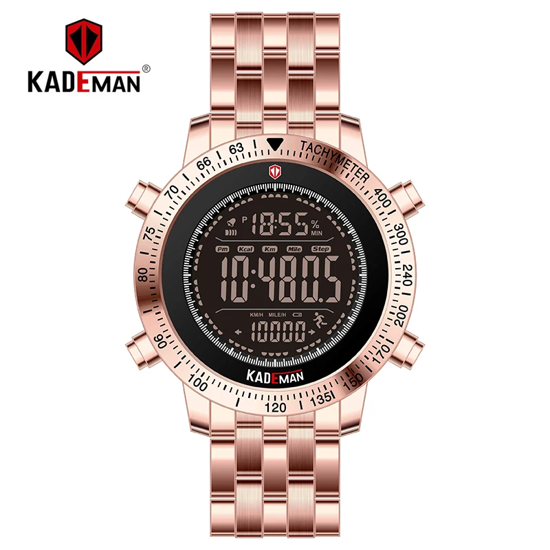 KADEMAN мужские часы топ военные спортивные шаги цифровые часы люксовый бренд полностью стальные многофункциональные наручные часы мужские часы Relogio - Цвет: K849-RG-RG