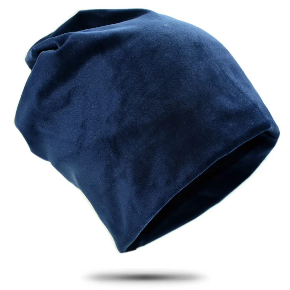 HC002-7-Navy blue Новейшие бархатные удобные осенне-зимние шапки унисекс, наружные наушники, Повседневная однотонная зимняя женская шапка - Цвет: HC002-7-Navy blue