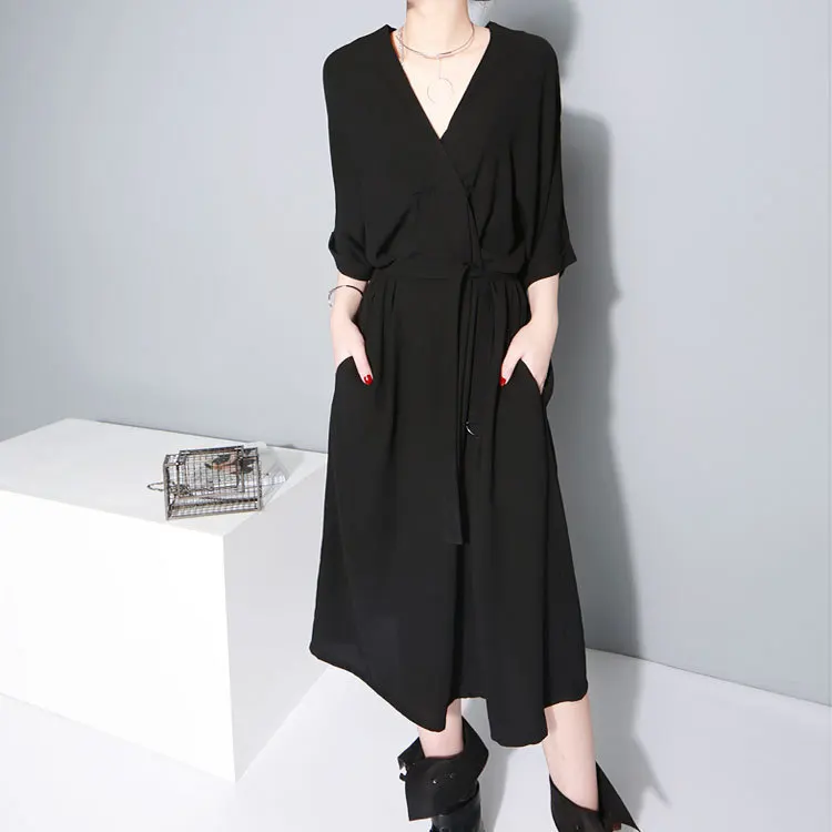 New Fashion Style Bandage Loose Temperament Loose Big Size Chiffon Dress Fashion Nova Clothing